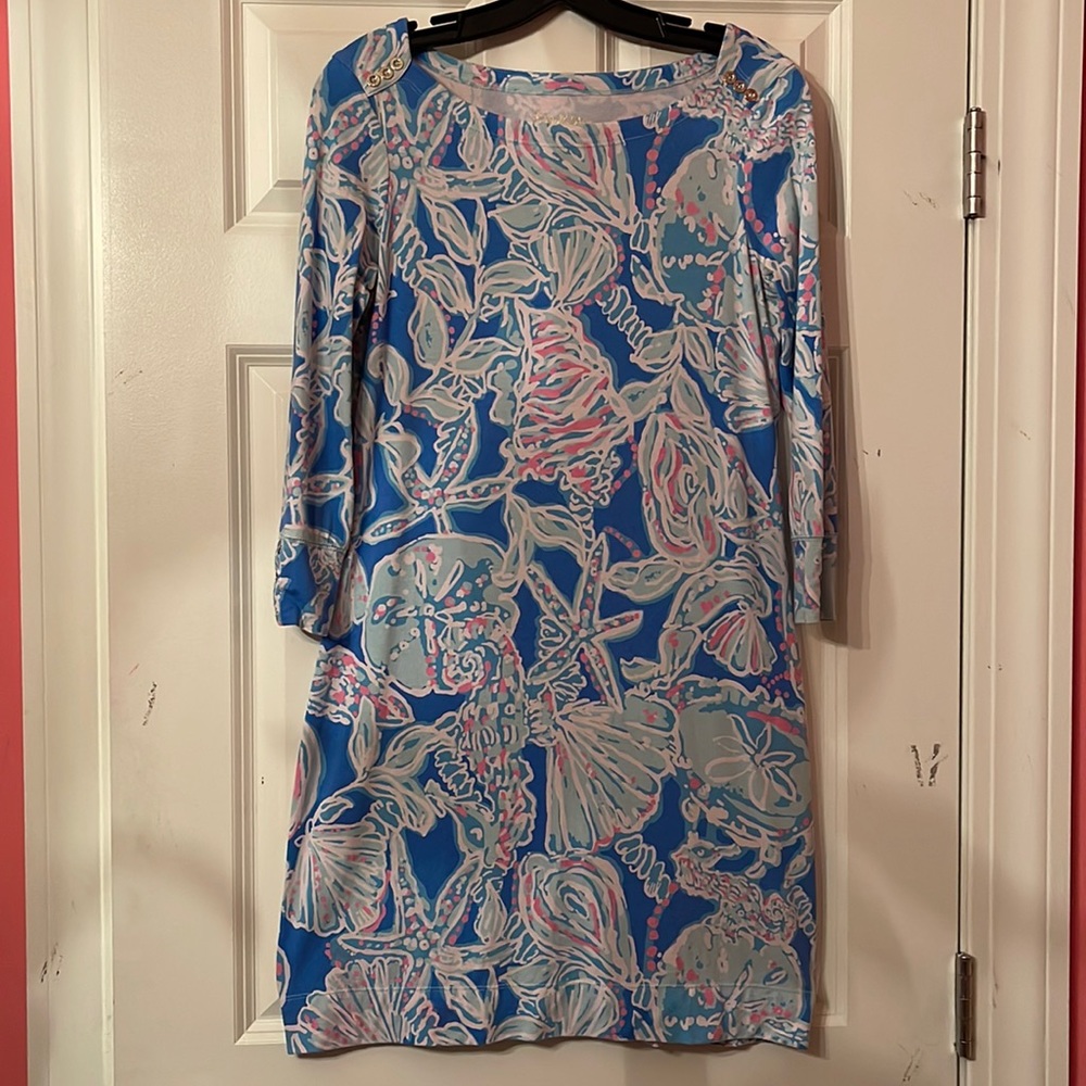 LILLY PULITZER Sophie Dress bay blue/pink ‘Into the deep’ S - Picture 2 of 4